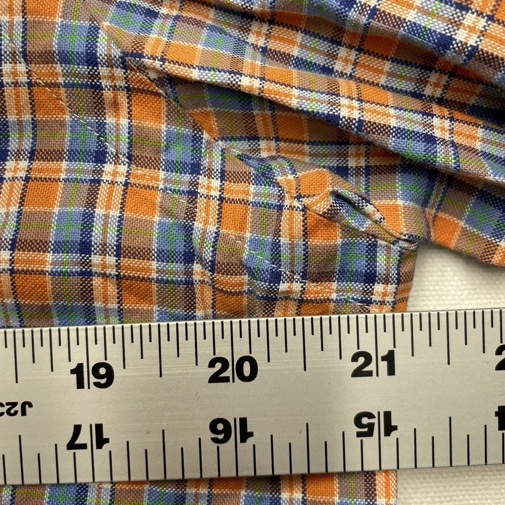 Polo Ralph Lauren Men's Shirt Medium Orange & Blue Long‎ Sleeve Preppy